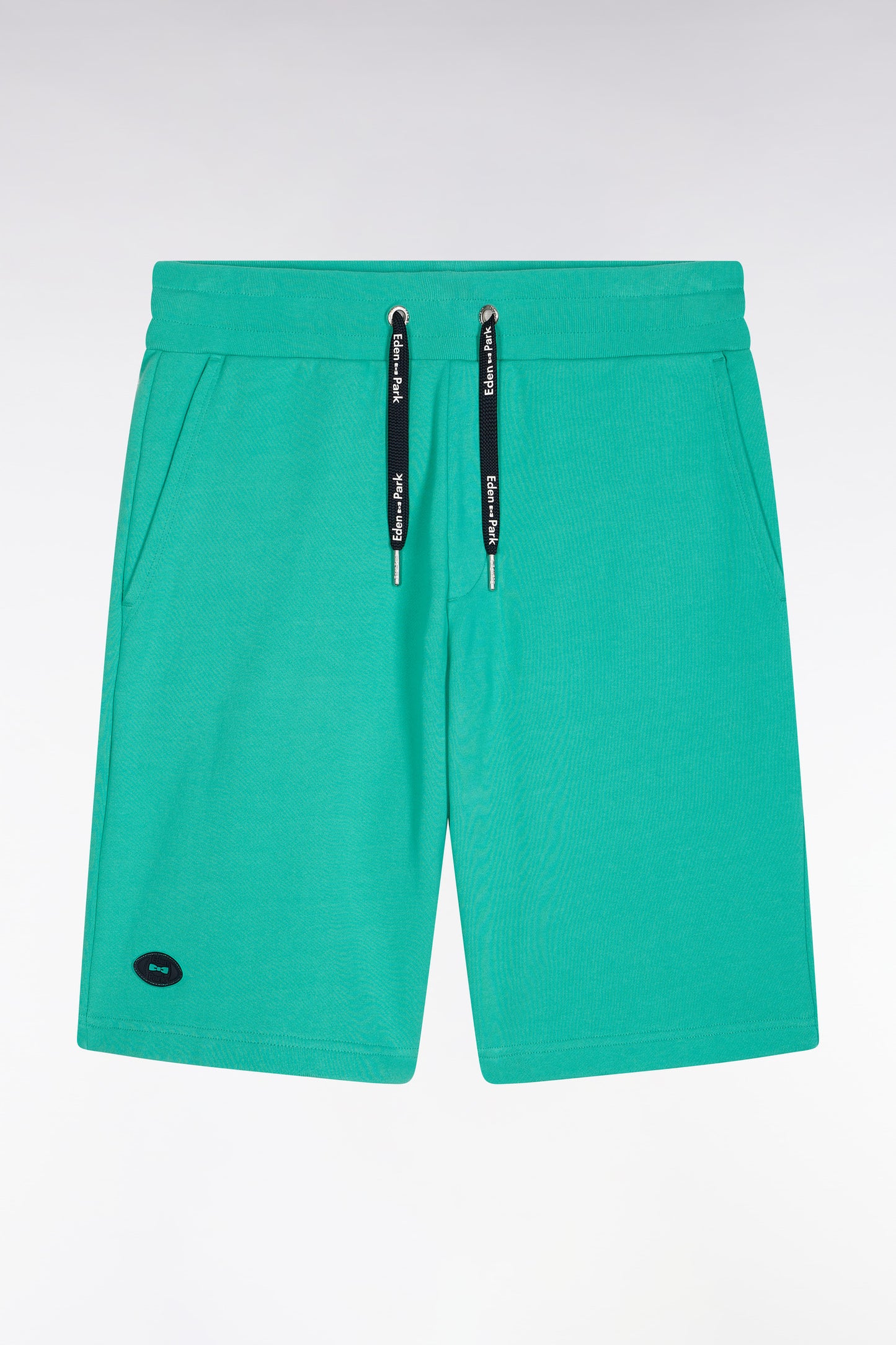 Relaxed-fit green cotton fleece shorts
