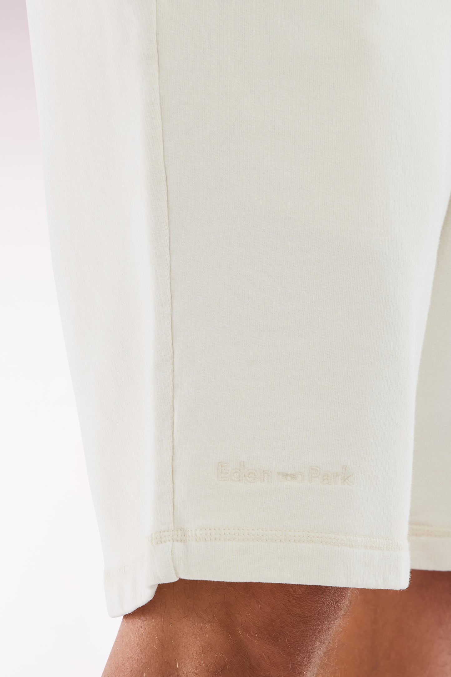 Relaxed-fit beige cotton fleece shorts