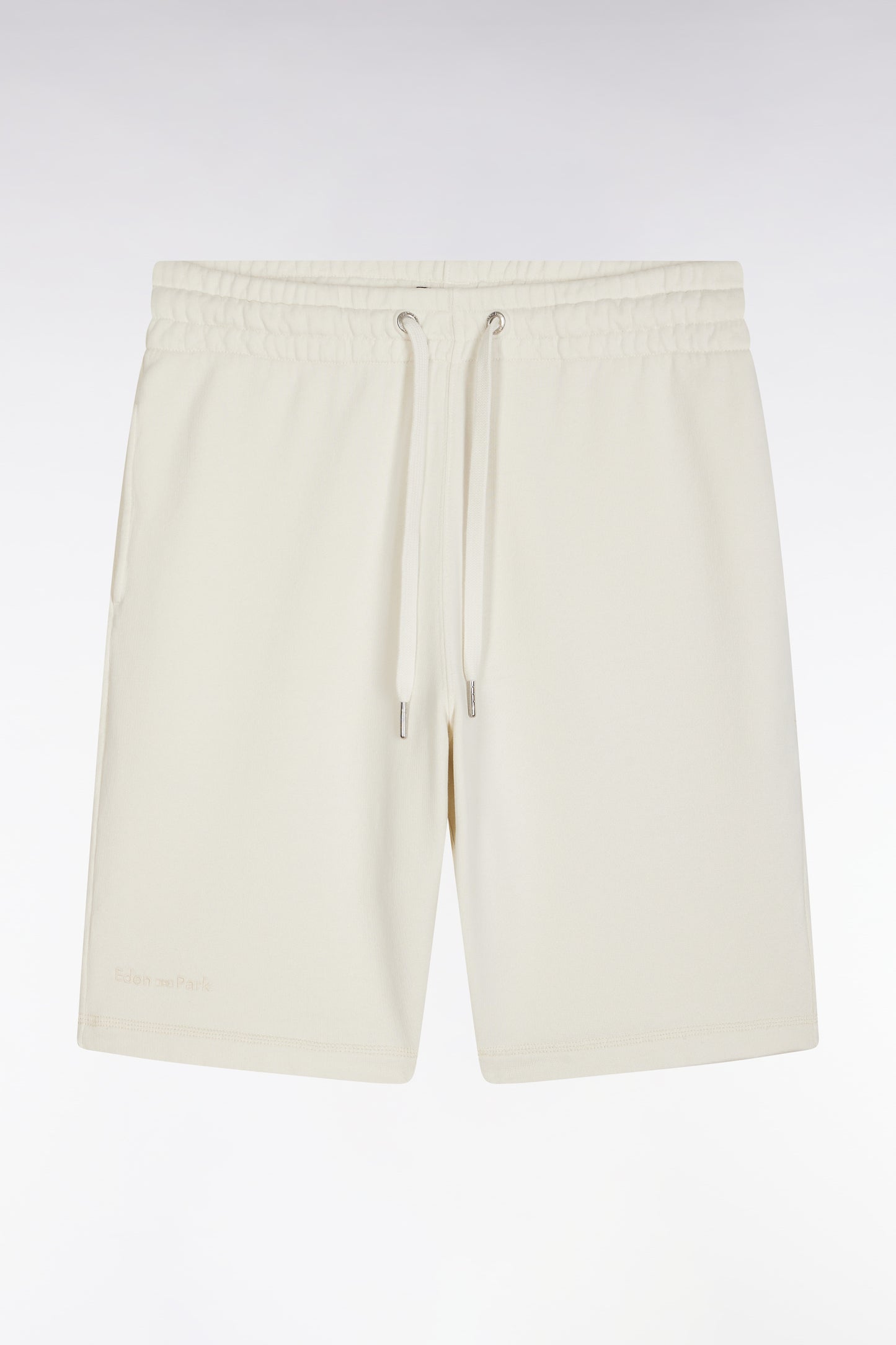 Relaxed-fit beige cotton fleece shorts