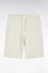 Relaxed-fit beige cotton fleece shorts
