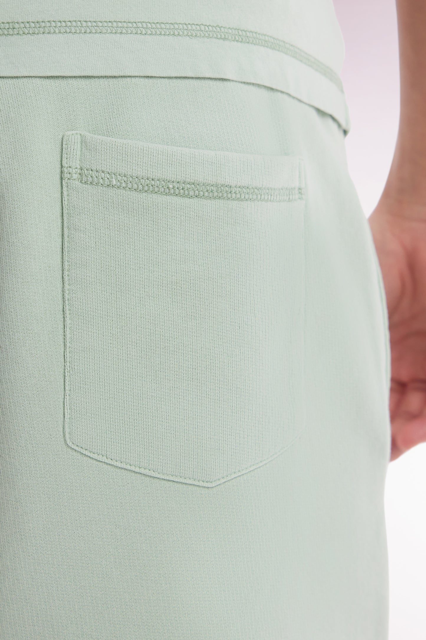 Relaxed-fit light green cotton fleece shorts