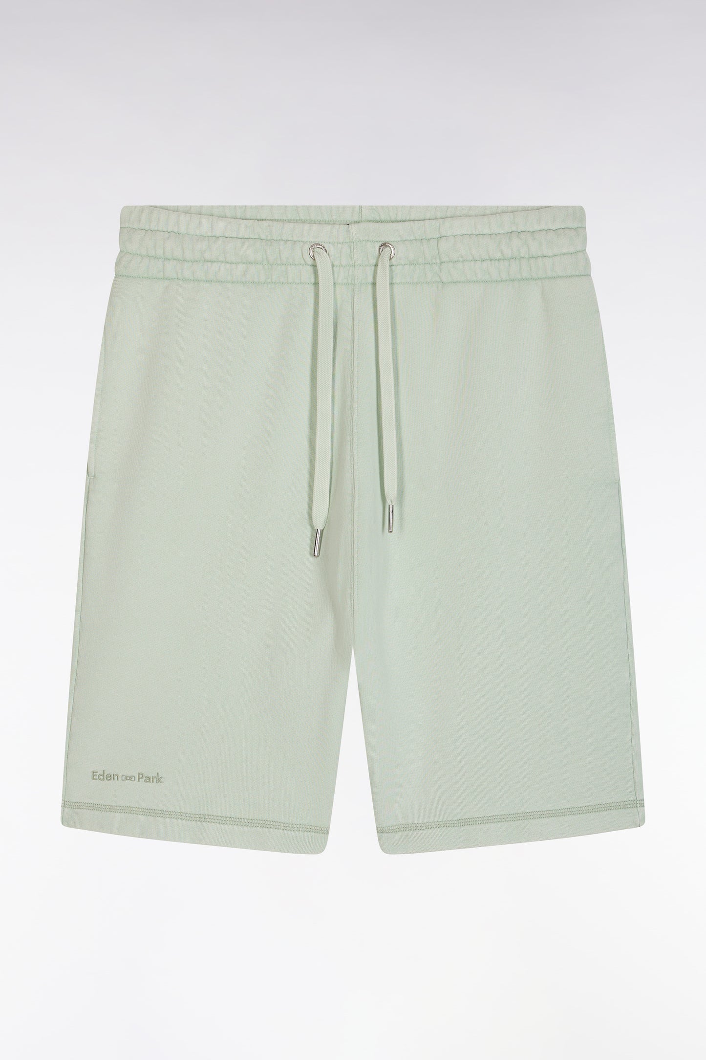 Relaxed-fit light green cotton fleece shorts