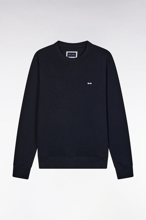 Straight-fit navy cotton fleece sweatshirt - Image 2