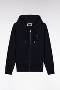 Sweatshirt zippé en molleton coton marine coupe droite