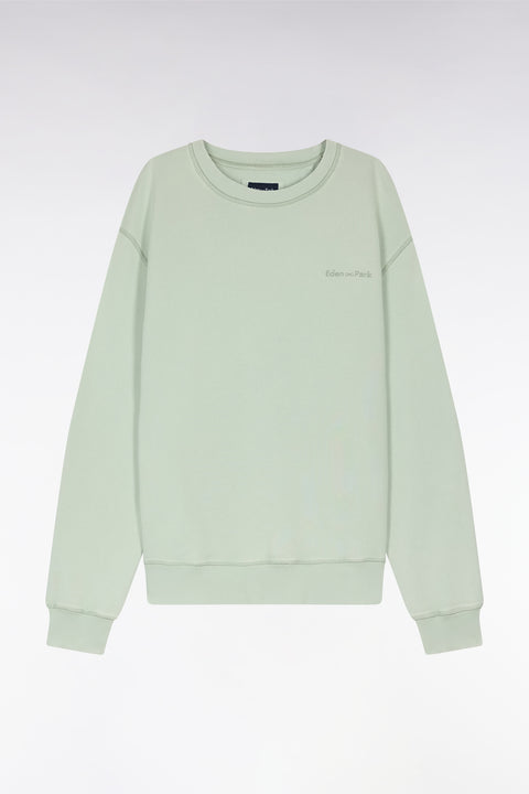 Relaxed-fit overdyed crewneck sweatshirt in sea green cotton fleece - Image 2