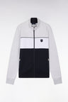 Straight-fit zip-up sweatshirt in grey cotton interlock