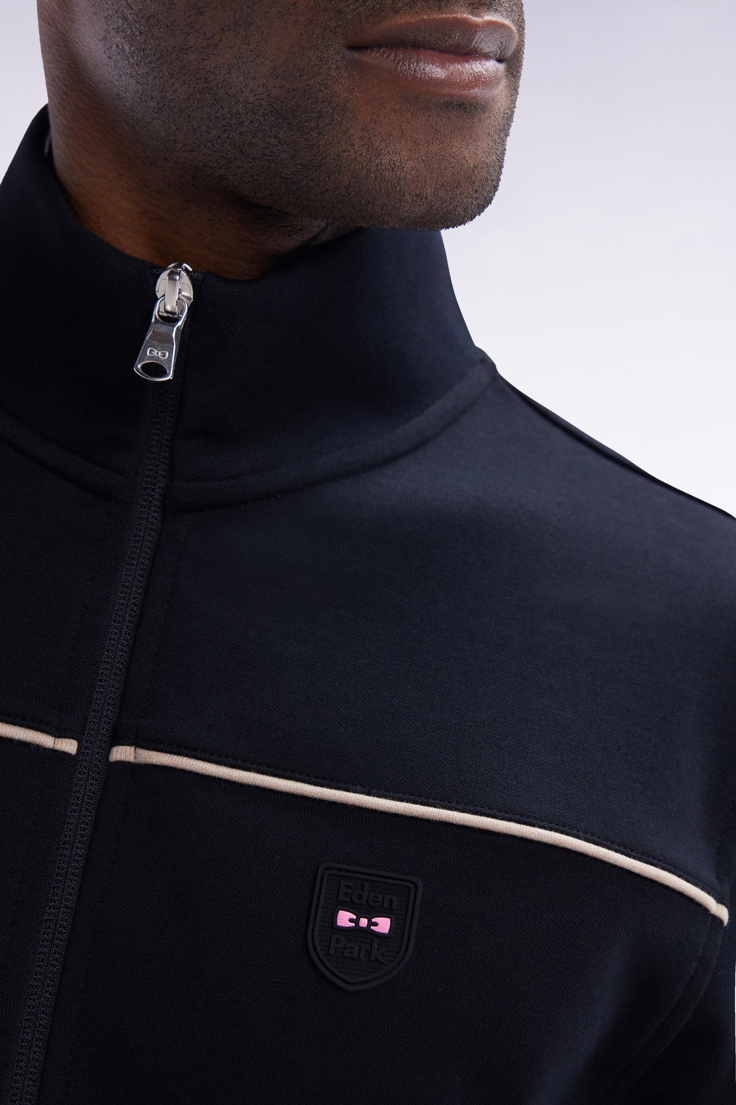 Black cotton-blend zip-up sweatshirt