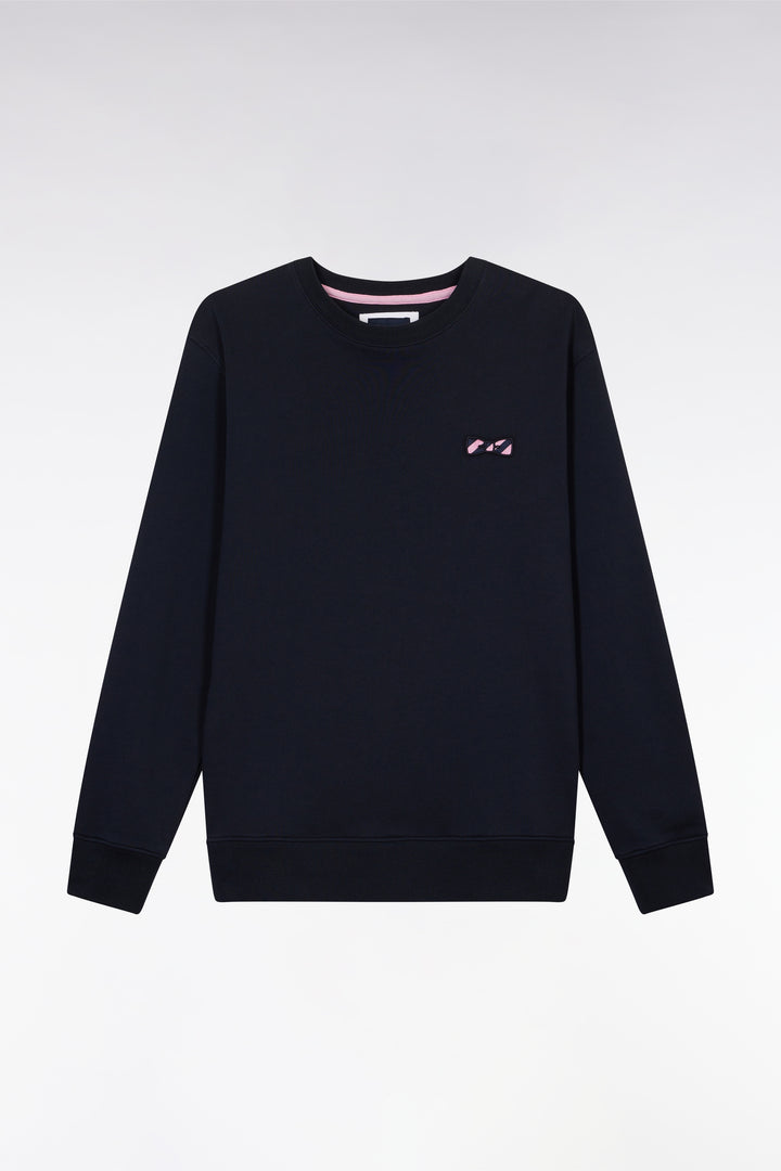 Sweatshirt à col rond en molleton coton marine