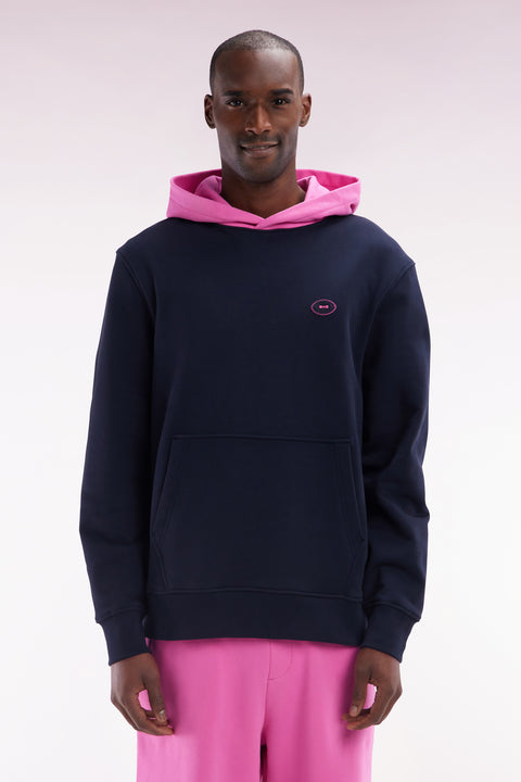 Relaxed-fit two-tone pink cotton fleece sweatshirt - Image 1