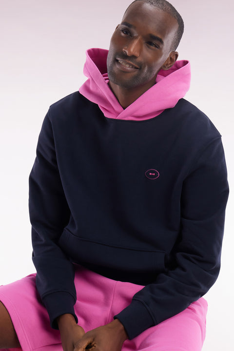 Relaxed-fit two-tone pink cotton fleece sweatshirt - Image 3