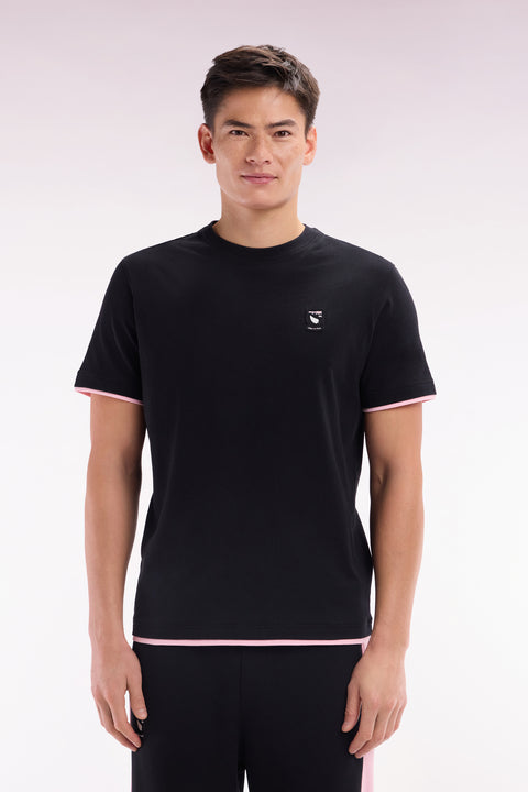 Black cotton t-shirt New Zealand casual cut - Image 1