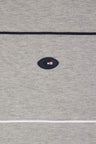 Straight-fit zip-up sweatshirt in grey stretch cotton with contrasting piping