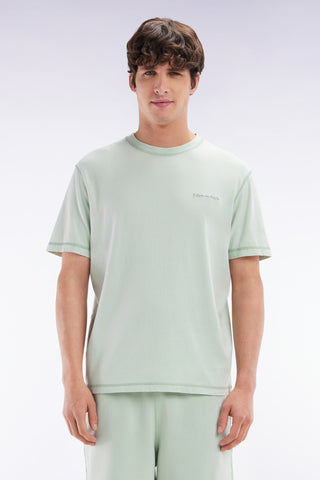 Relaxed-fit green overdyed cotton T-shirt
