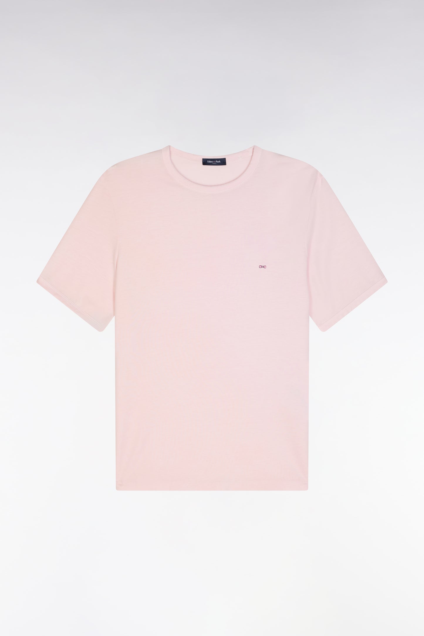 Straight-fit light pink T-shirt in lyocell and cotton blend
