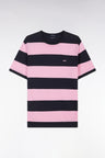Straight-fit striped navy and pink Pima cotton T-shirt