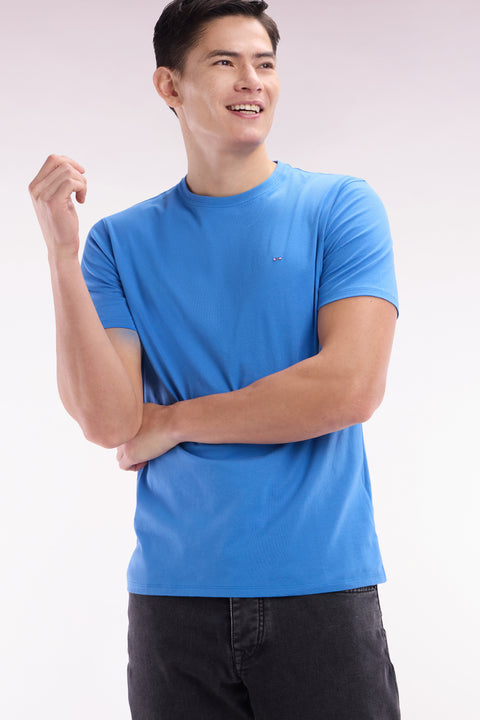 Straight-fit blue Pima cotton T-shirt - Image 3