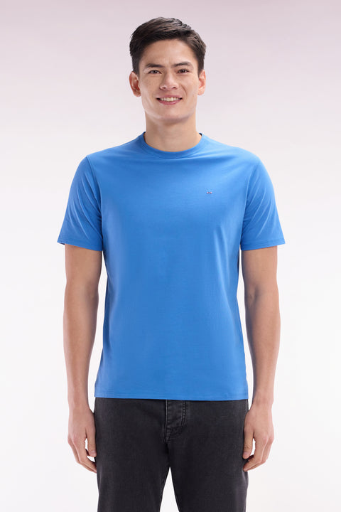 Straight-fit blue Pima cotton T-shirt - Image 1