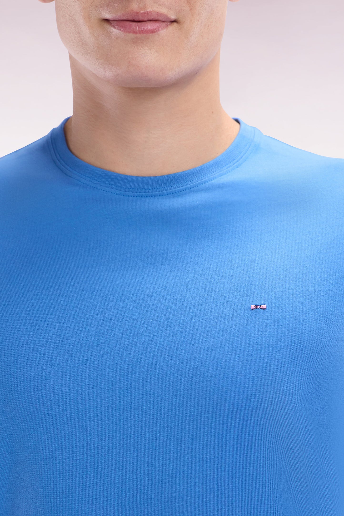 Straight-fit blue Pima cotton T-shirt