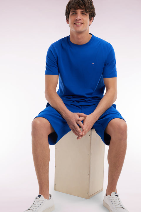 Straight-fit navy Pima cotton T-shirt - Image 3