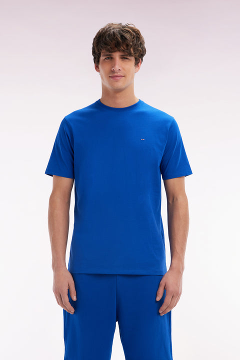 Straight-fit navy Pima cotton T-shirt - Image 1