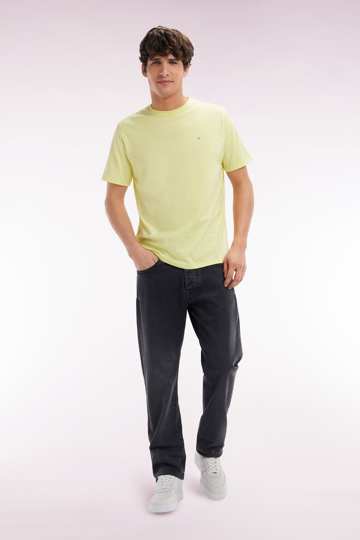 Straight-fit yellow Pima cotton T-shirt