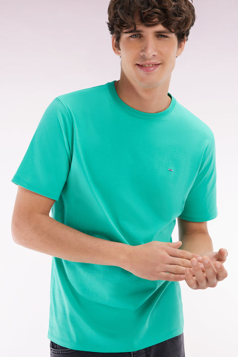Straight-fit green Pima cotton T-shirt - Image 3