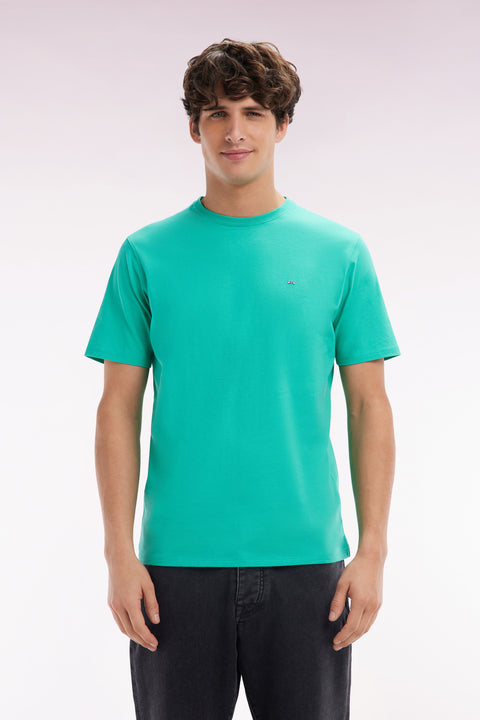 Straight-fit green Pima cotton T-shirt - Image 1