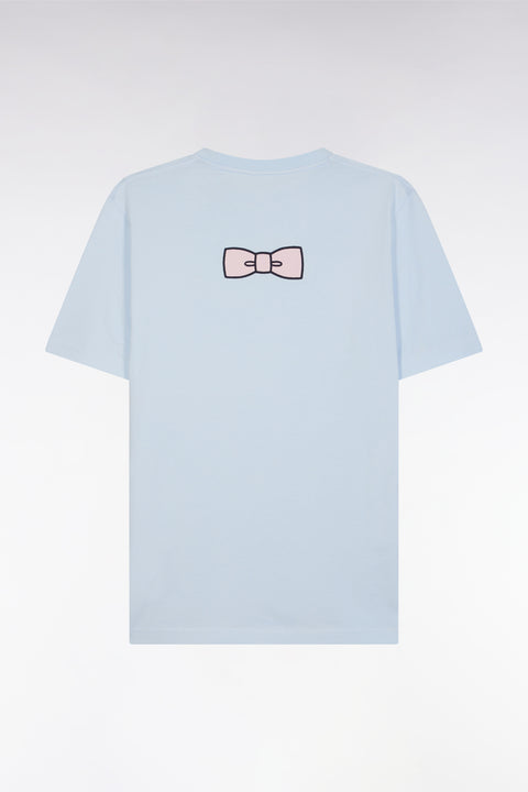 Straight-fit sky blue Pima cotton T-shirt with back embroidery - Image 2
