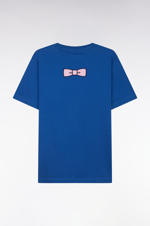 Straight-fit dark blue Pima cotton T-shirt with back embroidery - Image 2