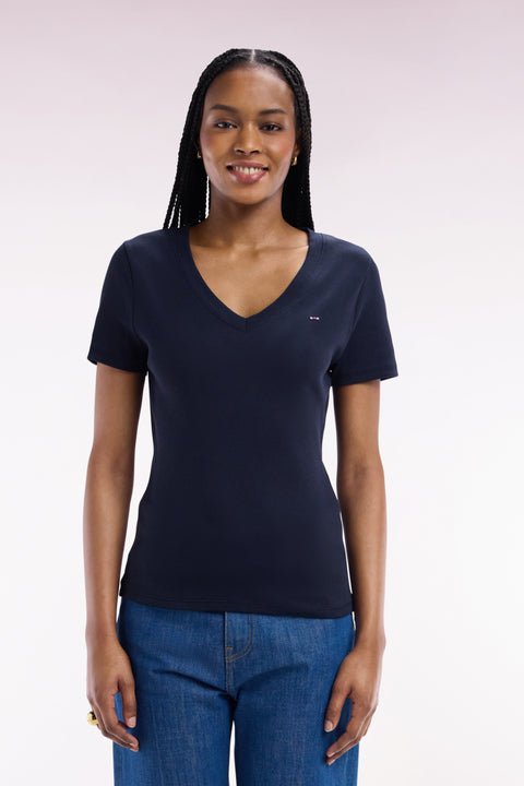 Pima cotton t-shirt chopped navy cut adjusted - Image 1