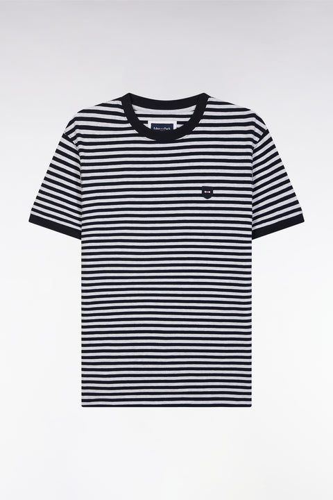 Slim-fit navy striped stretch cotton T-shirt - Image 2