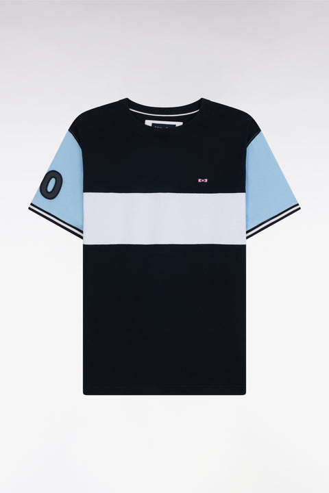 Relaxed-fit navy and sky blue cotton T-shirt - Image 1