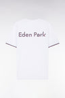 Relaxed-fit white cotton T-shirt with two-tone embroidery