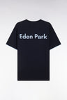 Relaxed-fit navy cotton T-shirt with two-tone embroidery