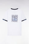 Straight-fit white cotton T-shirt with back embroidery