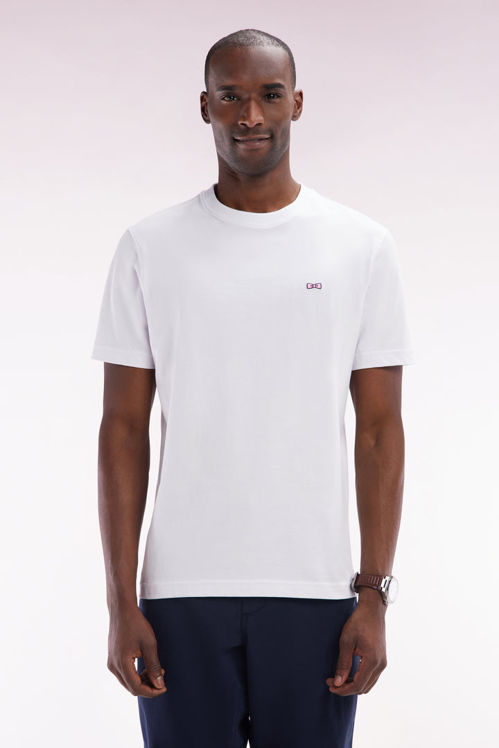 T-shirt en coton blanc sérigraphié coupe droite