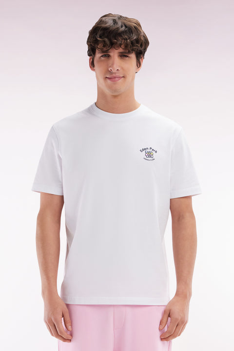 White cotton T-shirt with multicolored embroidery, relaxed fit - Image 1