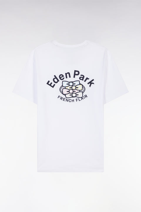White cotton T-shirt with multicolored embroidery, relaxed fit - Image 2
