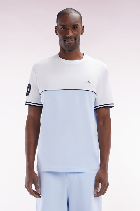 Two-tone T-shirt in casual-cut sky cotton - Image 1