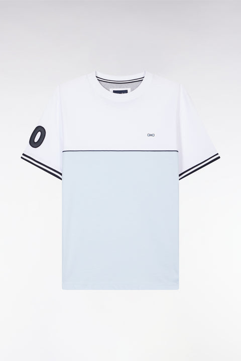 Two-tone T-shirt in casual-cut sky cotton - Image 2