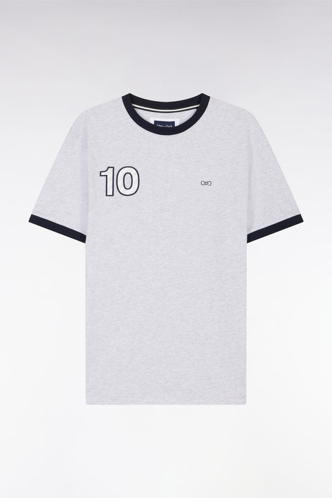 Grey cotton T-shirt, embroidery 10, relaxed fit - Image 2