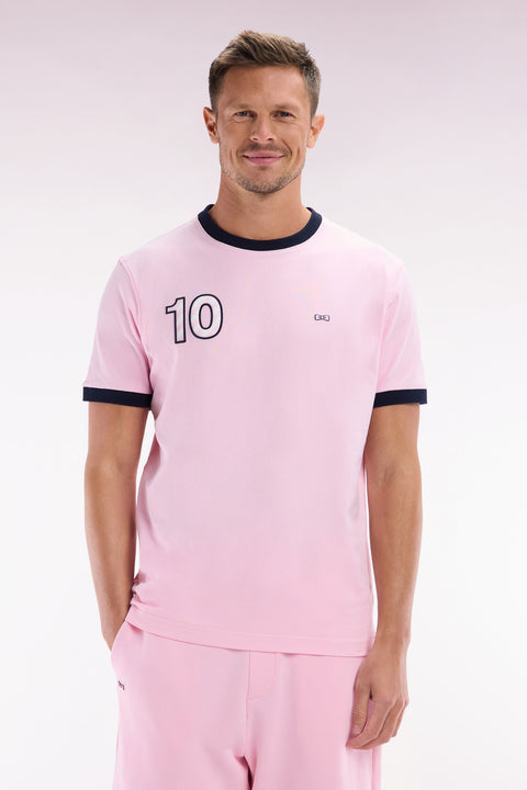 Cotton t-shirt pink embroidery 10 casual cut - Image 1