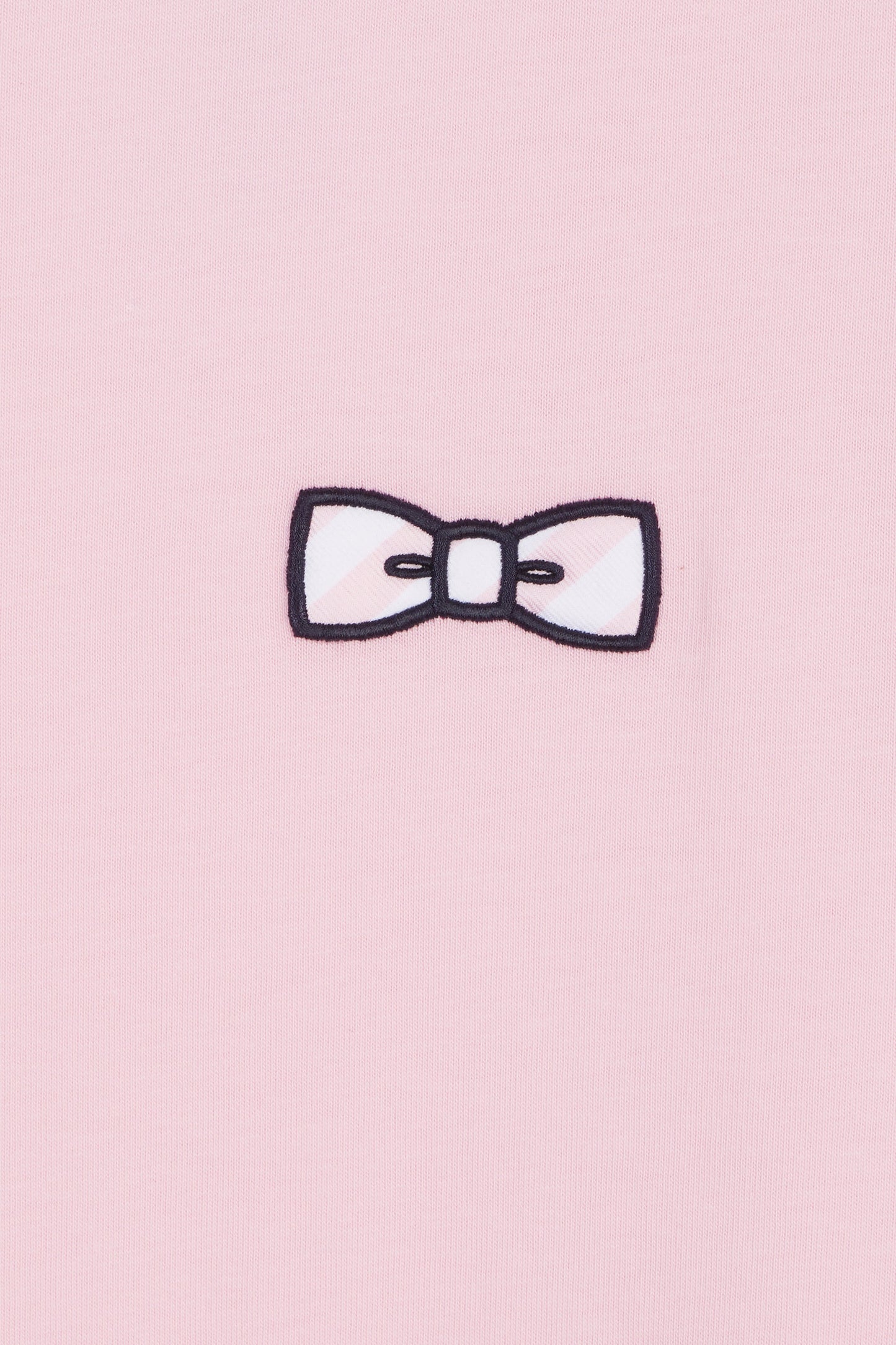 T-shirt in pink cotton embroidery bowed bowed downstream cutting