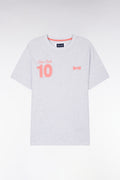 T-shirt 10 en coton gris et rouge coupe décontractée