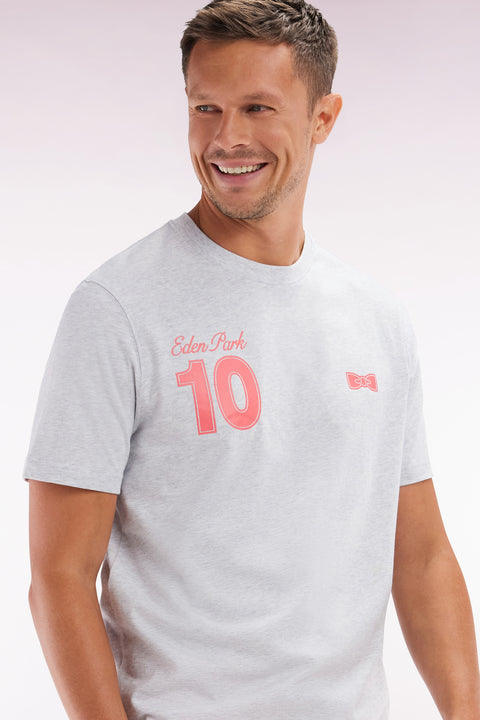 Grey and red cotton T-shirt 10, relaxed fit - Image 3
