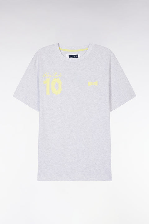 T-shirt 10 in grey and yellow cotton, relaxed fit - Image 2