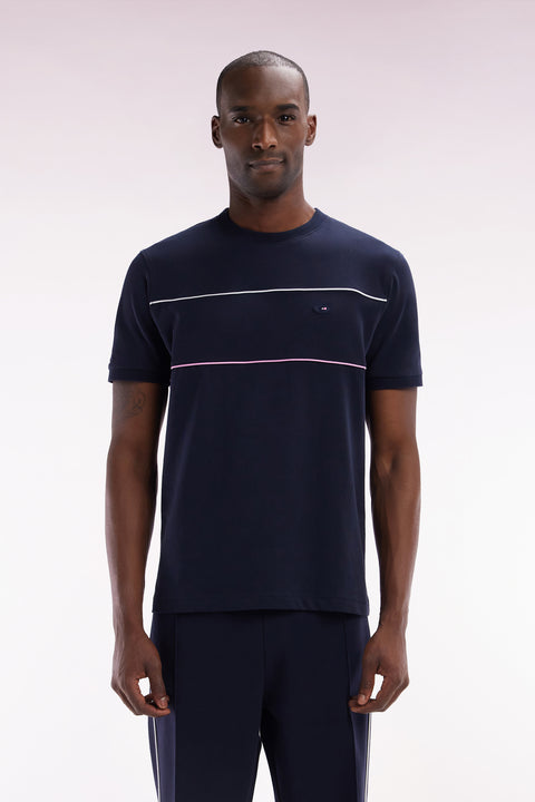 French XV T-shirt in Marine Cotton with Passepoils Straight Cup - Image 1