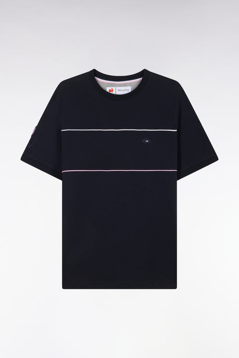 French XV T-shirt in Marine Cotton with Passepoils Straight Cup - Image 2