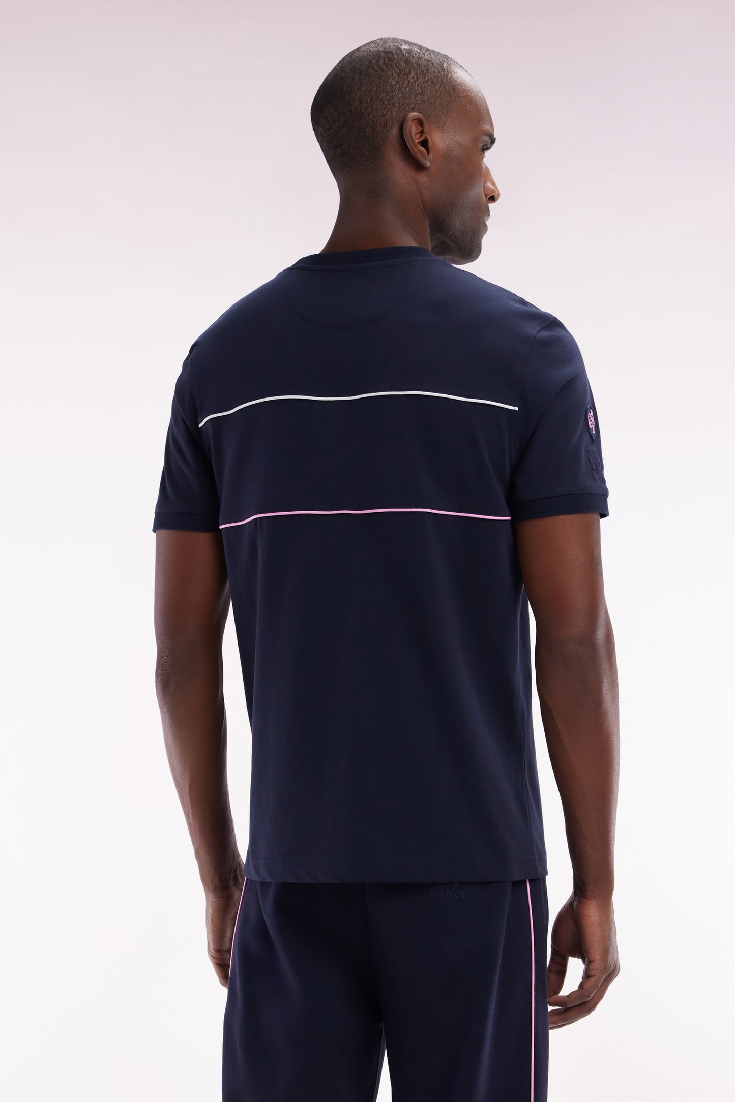 French XV T-shirt in Marine Cotton with Passepoils Straight Cup