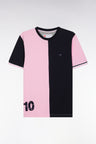 XV de France two-tone T-shirt in pink cotton, straight cut